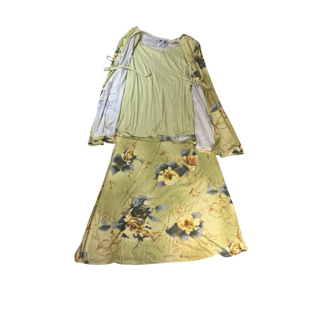 MSX Casuals Green Floral Skirt Three Piece Set XL - Picture 3 of 15
